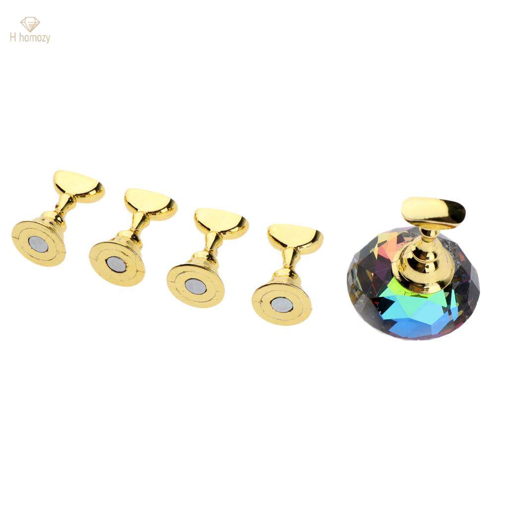 5pcs Nail Tips Holder and Practice Shiny Crystal Nails Display Stand Base. 