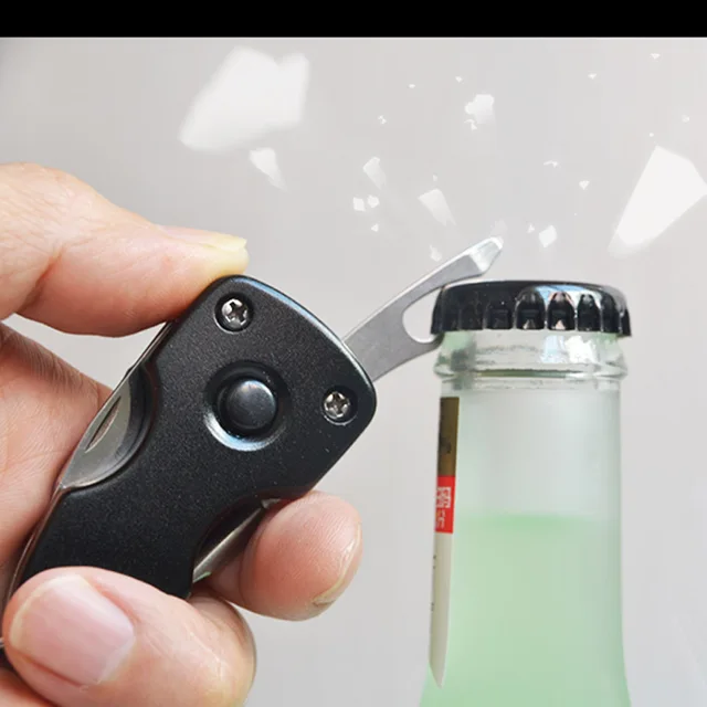 Multi-functional Keychain Knife Outdoor 6-in-1 Folding Mini Screwdriver Stainless Steel Tool Knife with LED Keychain. 