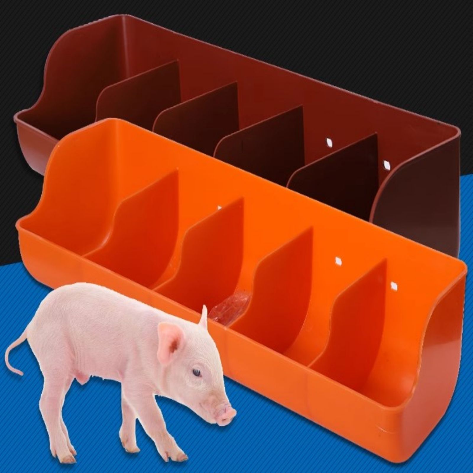 GC Pig Feed Trough, Wall Mounted Pig Feeder, 4 Grids Drinking Trough, 0-40 Centigrade Temperature Range Water Bowl, Farm Supply For Poultry, Livestock. 