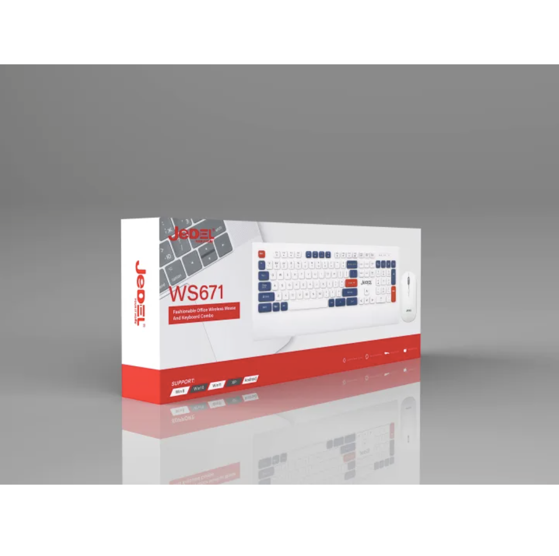 JEDEL-WS671 Wireless Keyboard and Mouse Combo For Better Typing (English). 