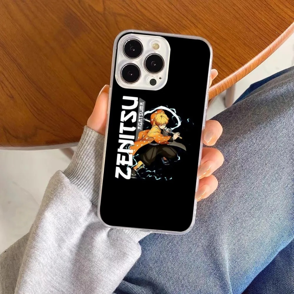 Demon Slayer Zenitsu Mobile Phone Case for iPhone 15 14 13 12 11 XS X 8 7 6 Plus Mini Pro Max SE 2022 Clear Phone Cover Funda. 