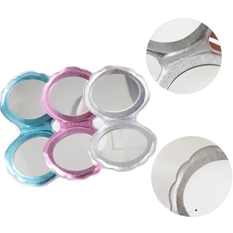 Dream Laser Color Shell Shape Makeup Mirror 2X Magnifying Mirror Portable Double-sided Folding Pocket Kawaii Makeup Accessories. 