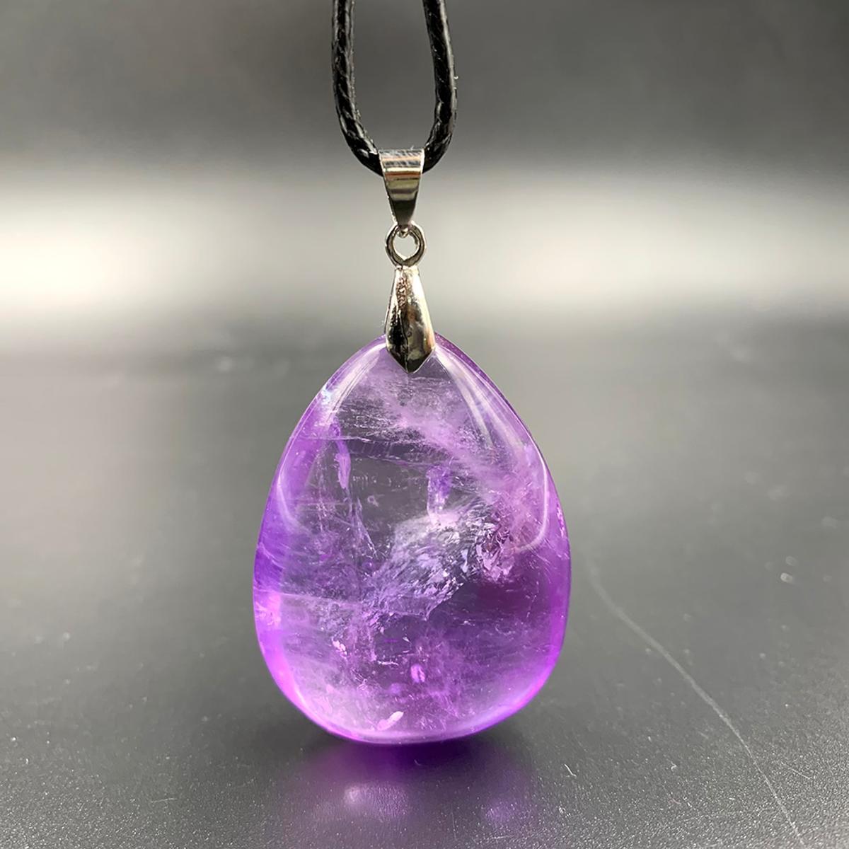 【VisioN Shop】Drop Shipping Natural Amethyst Quartz Crystal Pendant purple healing stone woman man gift Fashion
