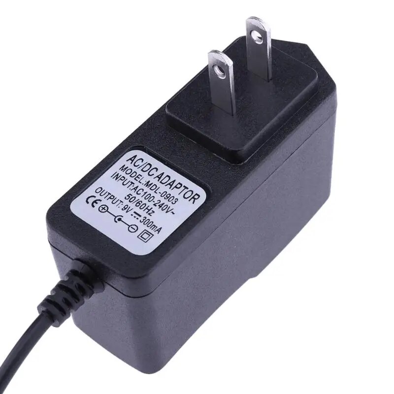 ALLOYSEED Negative Pole 9V 300mA EU US AU AC to DC Power Adapter Converter 5.5*2.5mm Center Negative Pole of 5.5*2.1mm Plug. 