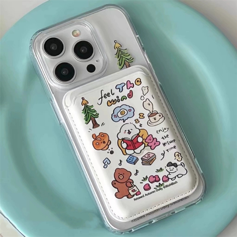 Korea Cute Graffiti Accessories Magnetic For Magsafe Wireless Charge Case For iPhone 15 14 13 12 11 Pro XS Max X XR 8 Plus Cover. 