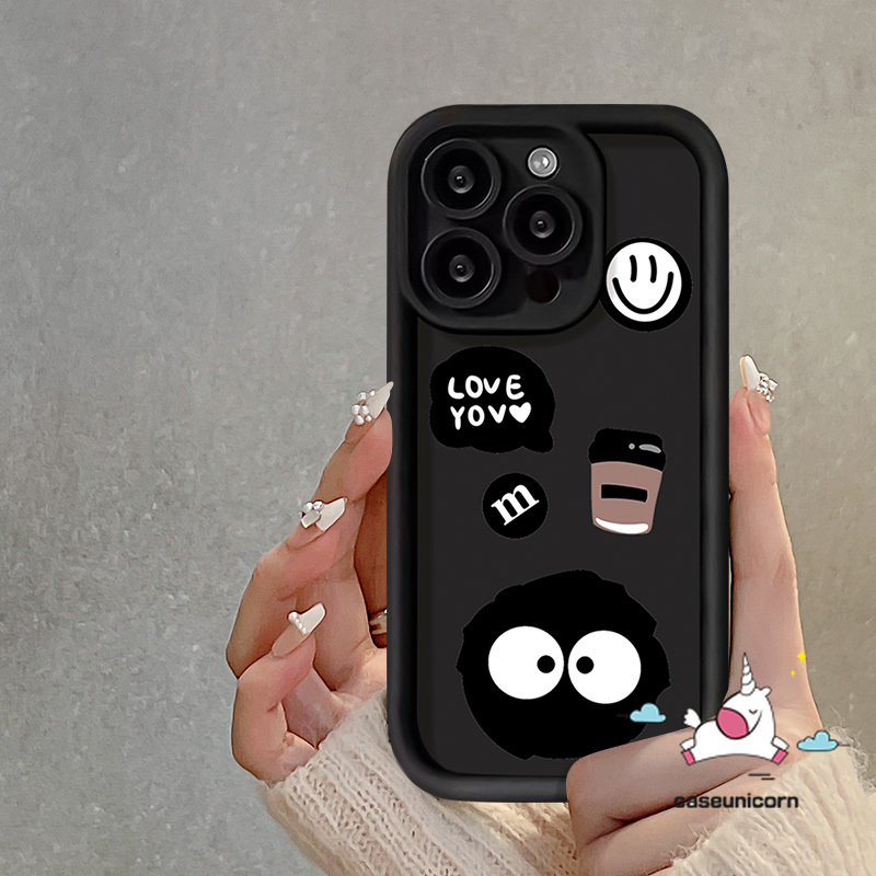 Coal Ball Coffee M Bean Smiling Face Angel Eyes Case for Redmi 10A 10C 9T A1 9C 12C 13C 10 9 12 9A Note 11 8 9 10s 10 12 Pro Max POCO M3 C55 Mi 12 11 Lite Flowers English Tag Cover. 