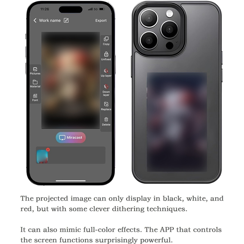 Smart Photo Rear Projection DIY Phone Case Instantly Displays Photos on Back Cover for 15Pro Max. 