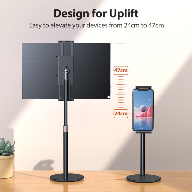 Cdisplay Portable Monitor Stand Adjustable Height Desktop Monitor Bracket for 4.7-17.3 inch Phone Tablet Monitor Support Holder. 