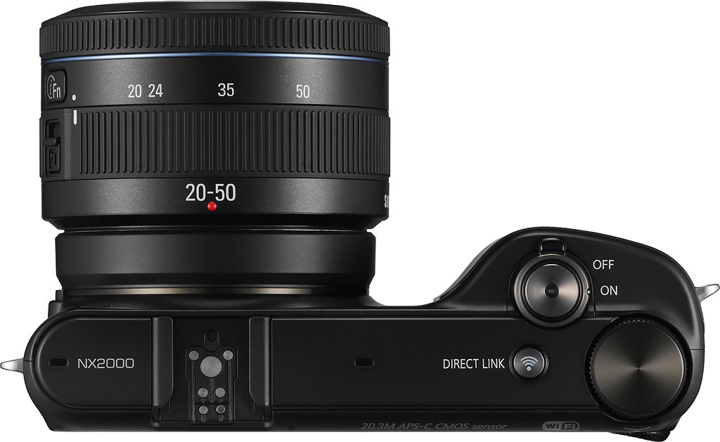 Samsung NX2000 20.3MP CMOS Smart WiFi Mirrorless Digital Camera with 20-50mm Lens and 3.7" Touch Screen LCD (Black). 