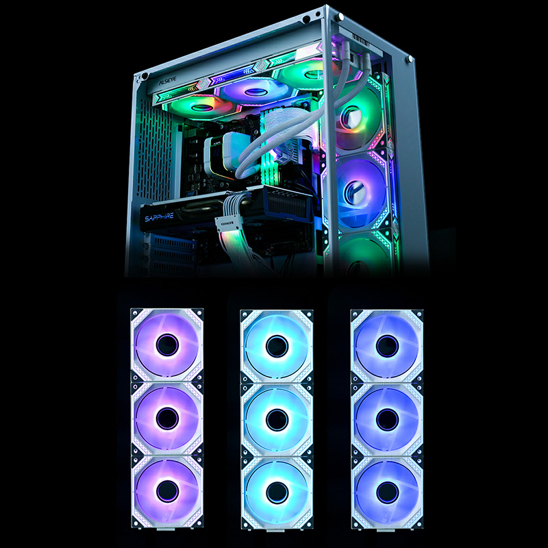 TEUCER JM-2 120mm Case Fan 4Pin PWM ARGB Mirror Light Effect aura sync Cooling Fan For PC Case Cooling Stystem CPU Water Cooler. 