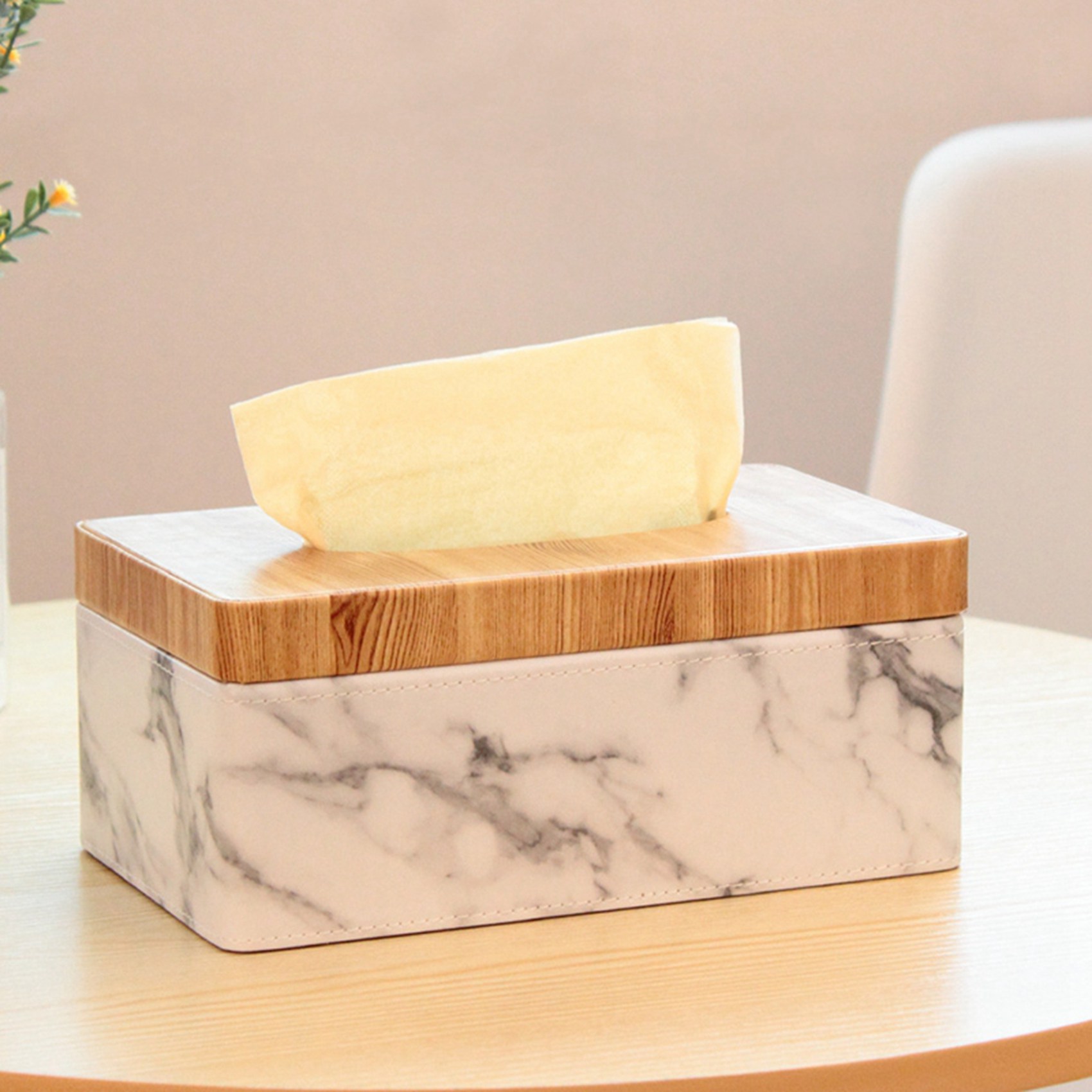 Tissue Box Holder Retangular Napkin Container Paper Case Dispenser Yellow S 