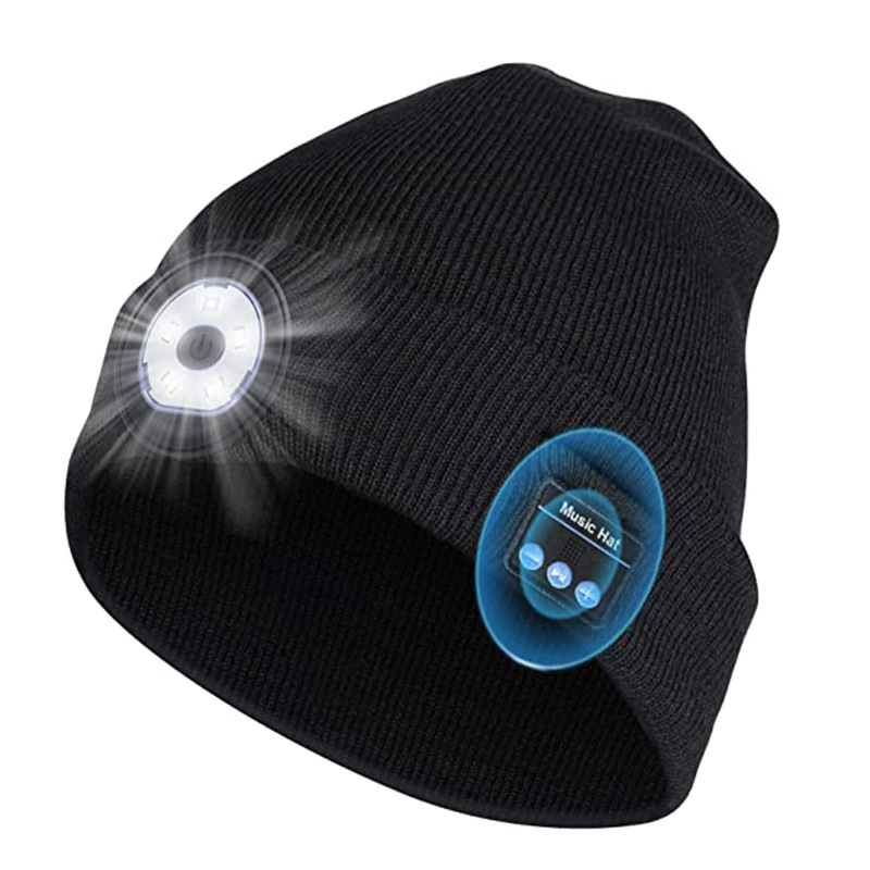 ♬Bluetooth Beanie Hat With LightMusical Knitted Washable Cap With Headphone Built-In Stereo Speakers & Mic For Running Hiking For Men Women Teens 2 Levels Of Brightness And Sos-Mode Emergency. 