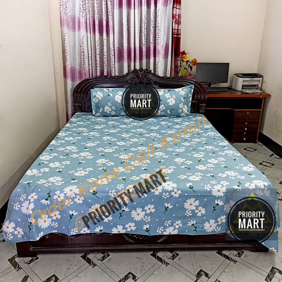 Bed Sheet 100% Cotton King Size Bed Sheet Set with Two Pillow Covers