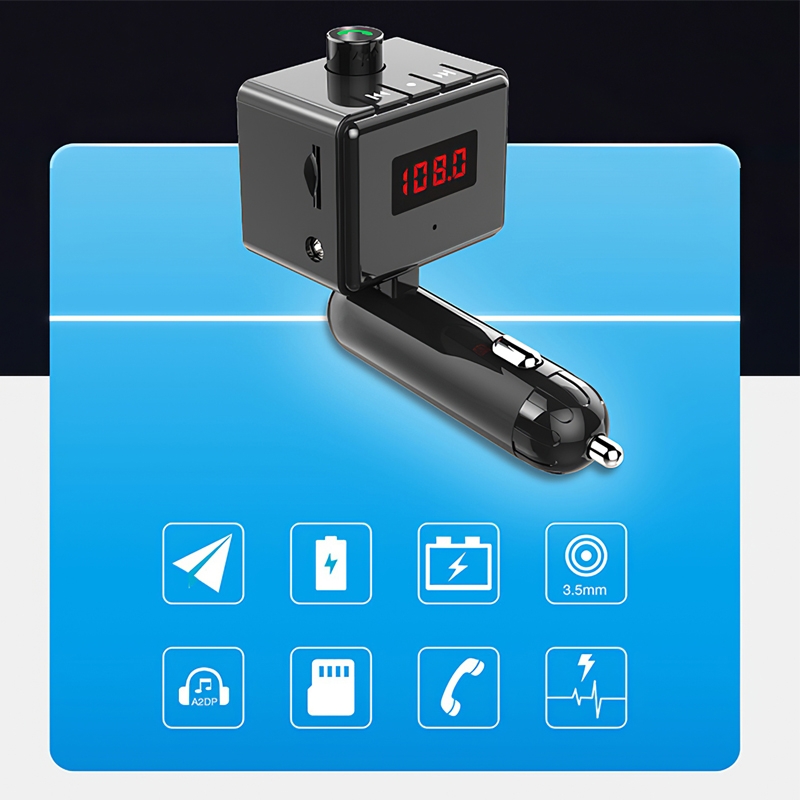 (New)BS6 Wireless Car Bluetooth Aux Interface MP3 Player Swivel USB Port Charger. 