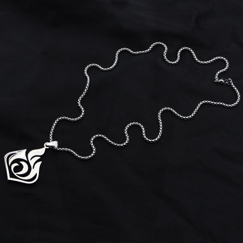 Genshin Impact Titanium Pendant Necklaces Element Pyro Hydro Anemo Electro Dengro Cyro Geo Hutao Boo Jewelry for Players Fans. 