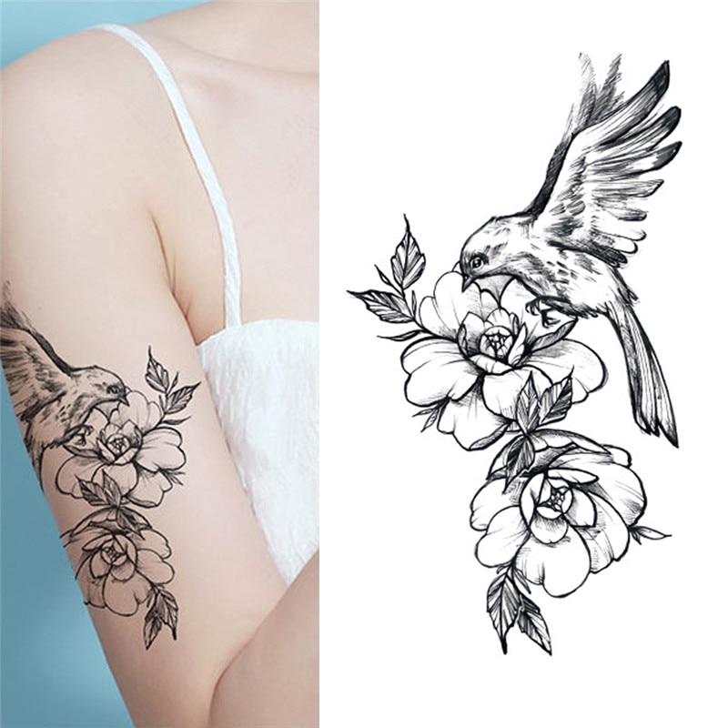 Hot Black Temporary Tattoo Body Art Tattoos 3D Waterproof Temporary Tattoos Sticker Art Men Arm Leg Tatoo Paper. 