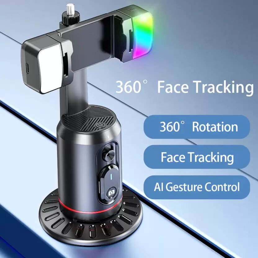 Retrack Q02 AI Tracker 360° Auto Face Tracking Smart Selfie Gimbal Stabilizer Fill Light Tripod With Type-C.. 