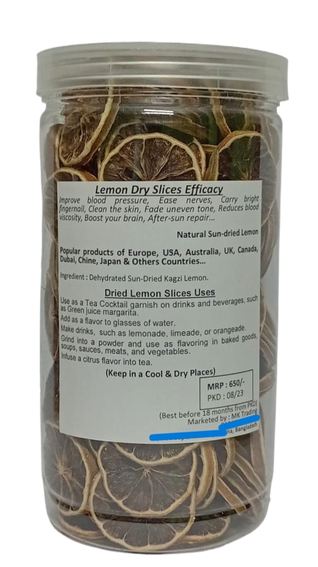 Dry Lemon Slices, Kagzi Lemon Slice - 100gm Container Jar. 