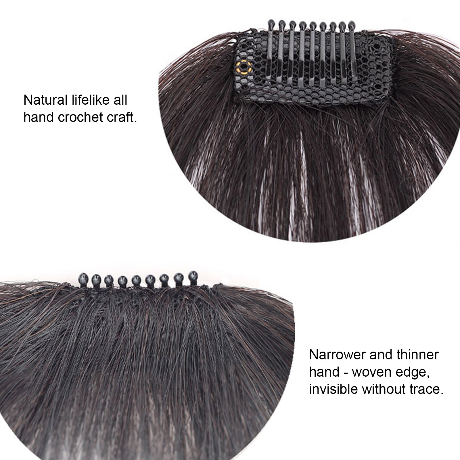 【The Edge of Beauty】NYT clip-in bangs 100% human hair extensions natural clip-on fringe air bangs side hair bangs with nice Net handmade natural flat neat bangs with temples for one. 