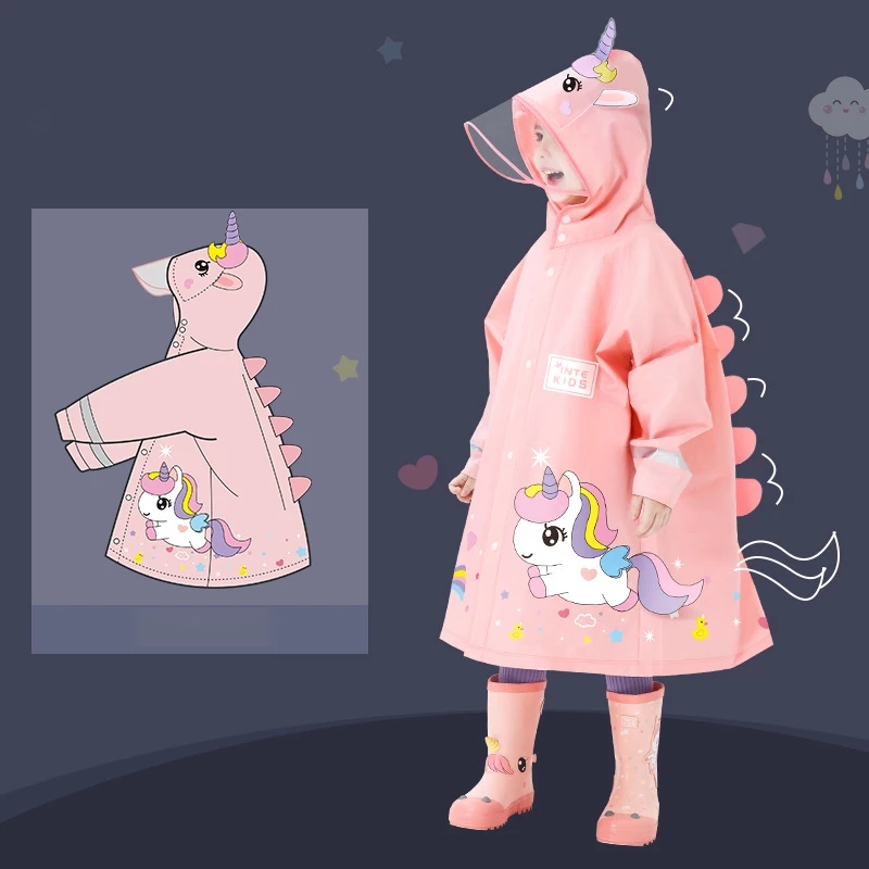 Cute Polyester Baby Raincoat Outdoor Waterproof Rain Coat Children Impermeable Poncho Boys Girls Rain Jacket. 