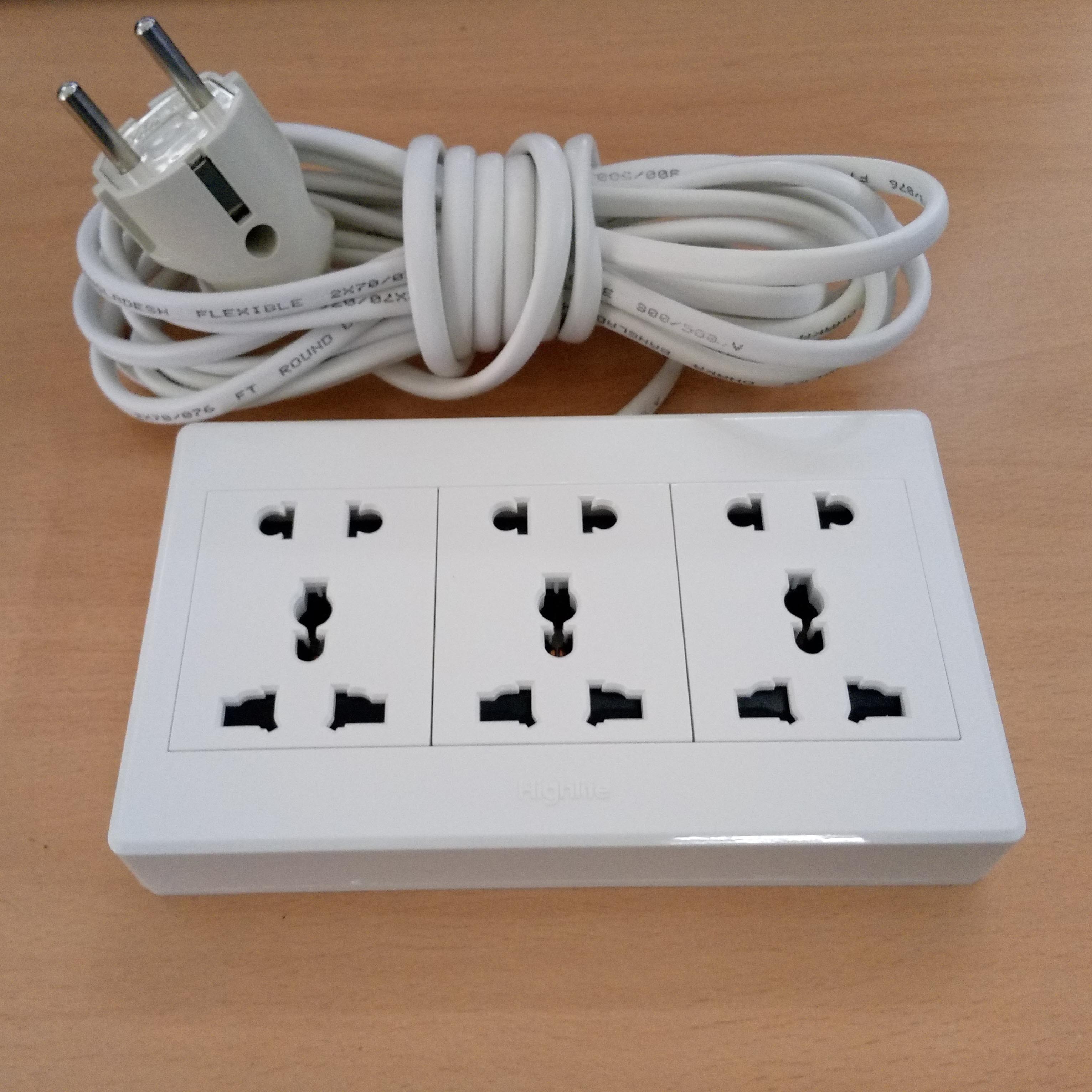 Multiplug (Heavy Duty + Long lusting) 8 Pin / 3 Port with Universal Socket and 15 FEET 100% Copper cable. 