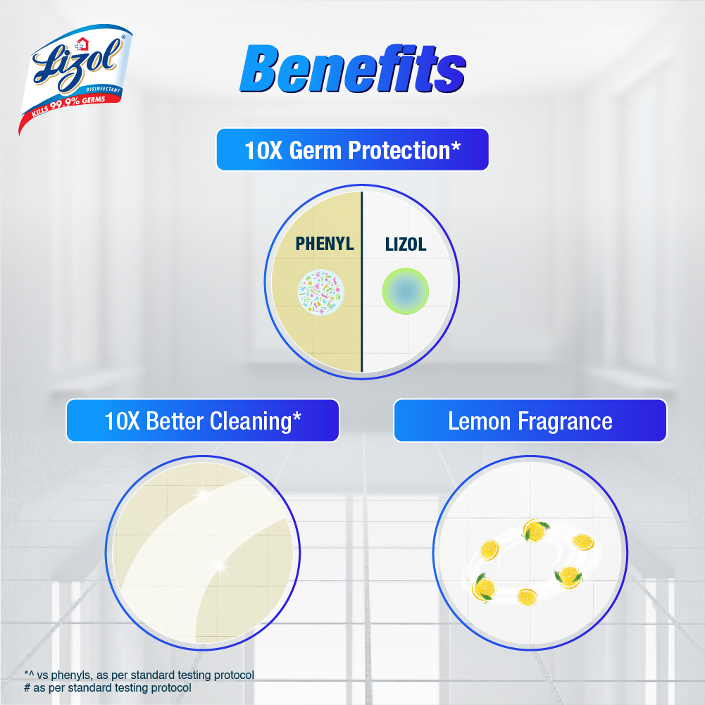 Lizol Disinfectant Floor & Surface Cleaner 1000ml Citrus, Kills 99.9% Germs. 