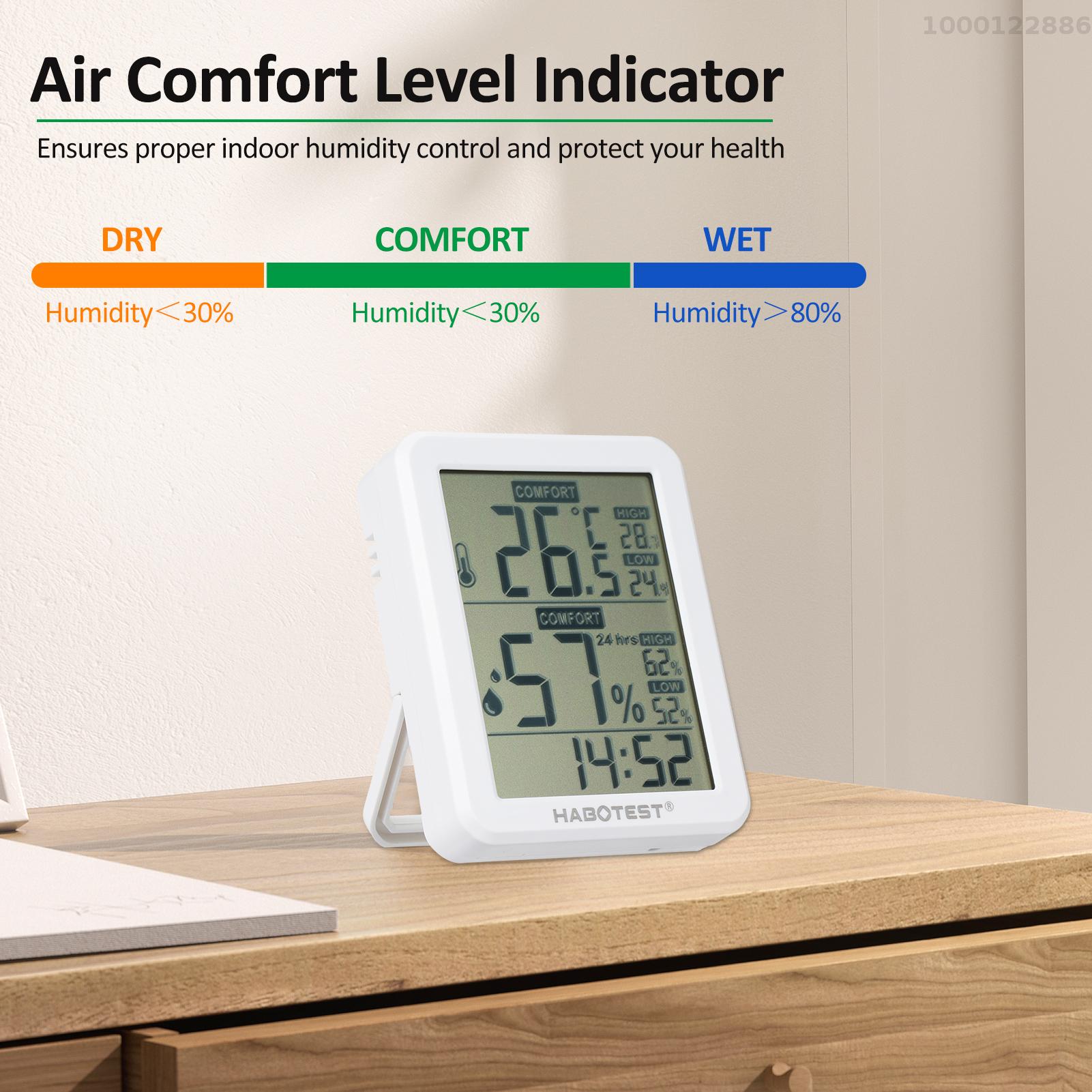 KKmoon HABOTEST Mini Digital Hygrometer and Thermometer Indoor Humidity Meter Room Temperature Sensor with Stand and Hole Temperature and Humidity Monitor Gauge for Home Greenhouse Garden Cellar Closet Guitar Case. 