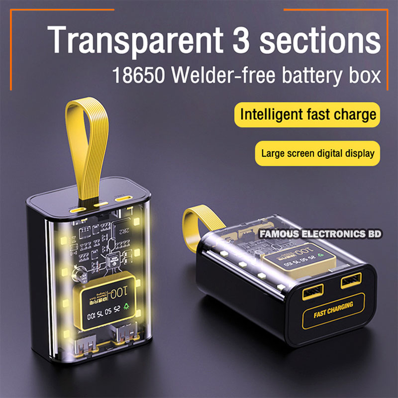 18650 Battery Charger Case Cool DIY Power Bank Box Fast Charging Case With Night Light Charging Power Bank Case. 