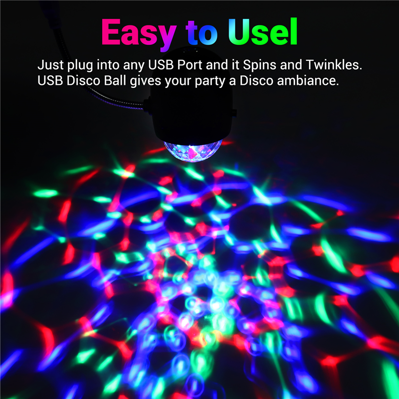 Rotating RGB LED Stage Lighting with 3W Book Light,USB Powered(Black). 