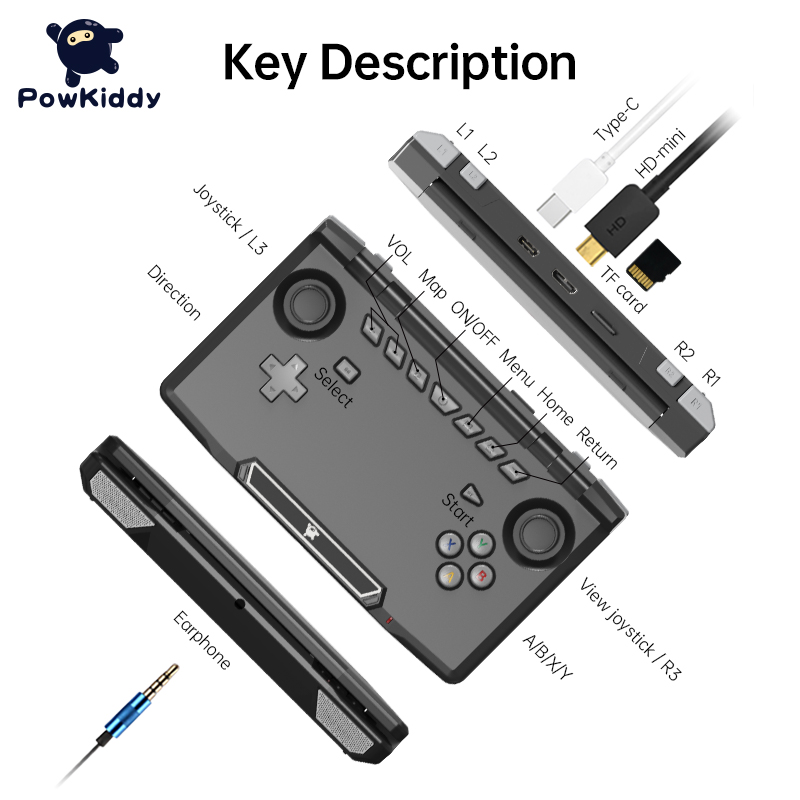 POWKIDDY X18S 5.5 Inch IPS Screen Black Version Android 11 L3+R3 Function Retro Games Handheld Game Console. 