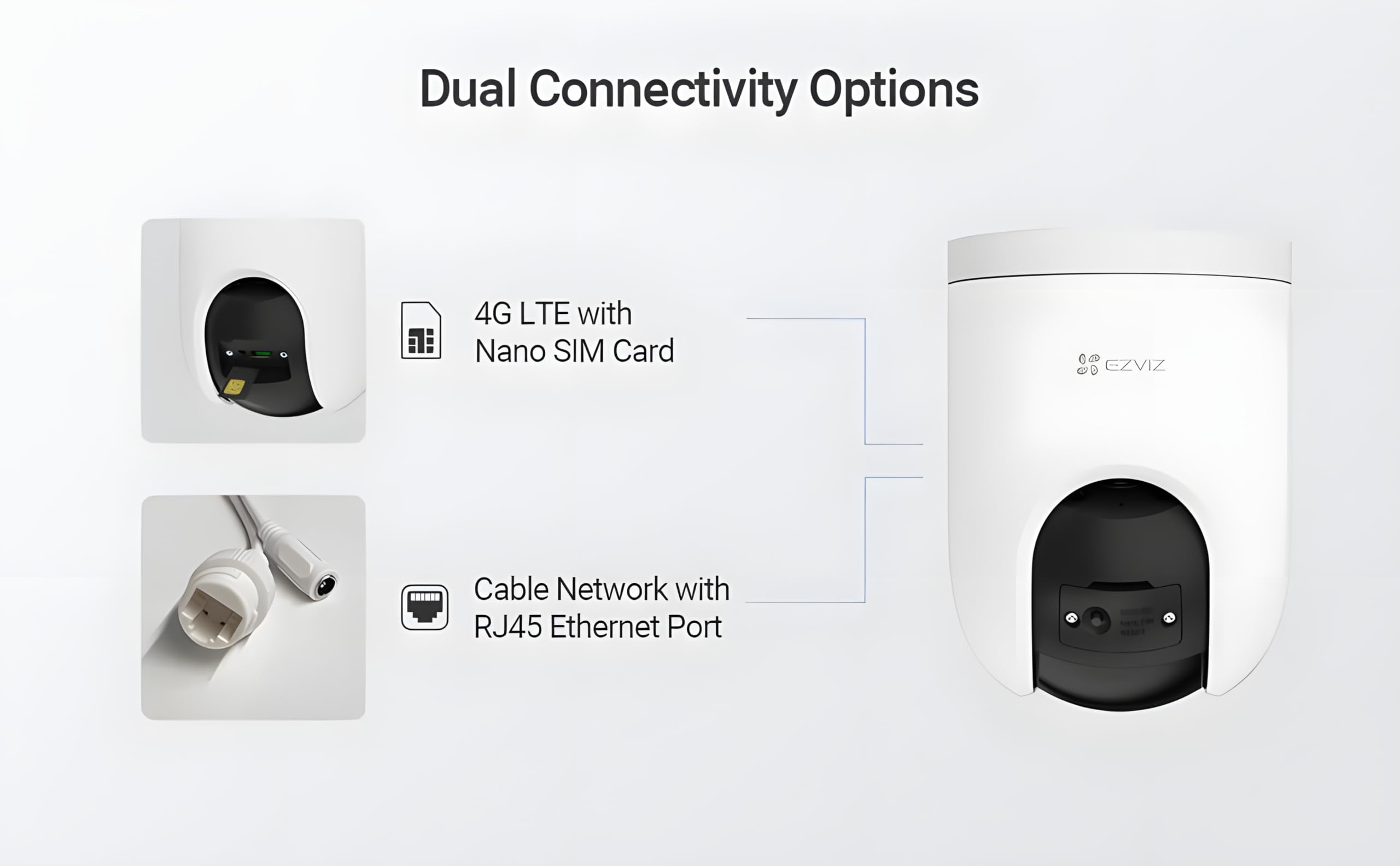 EZVIZ H8c 4G SIM Supported 2K 3MP 360 Degree Pan & Tilt Color Night Vision Smart Outdoor WiFi IP Security Camera Upto 512GB SD Card Storage. 