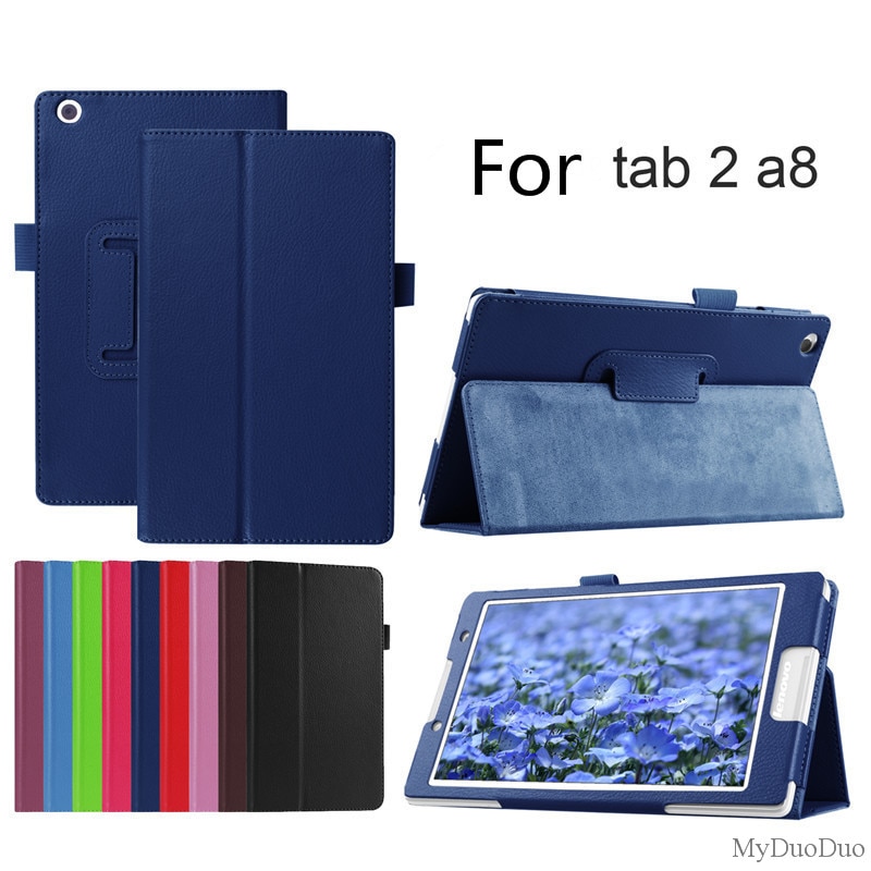 【Lejia】Style Case For Tab2 A8 PU Leather Stand Protective Case Cover For Lenovo Tab 2 A8-50 A8-50F A8-50LC 8"+film. 