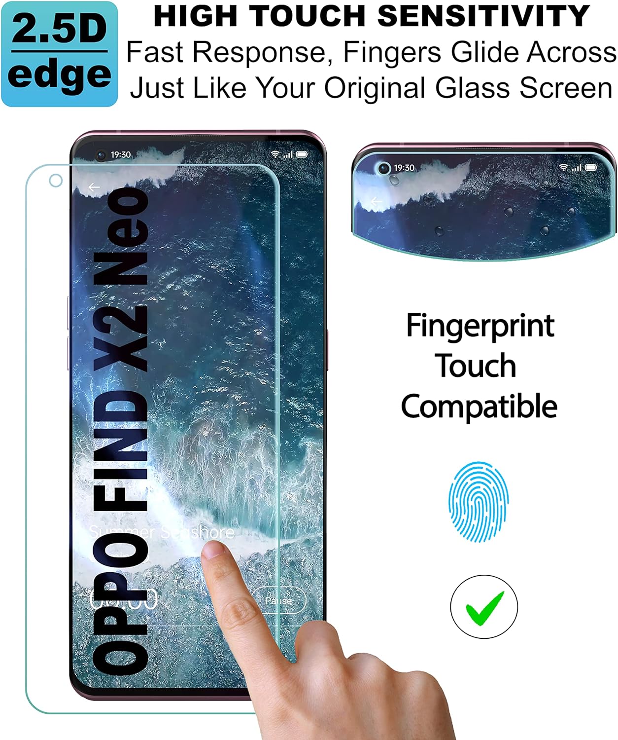 Oppo Find X2 Neo One Minute Series Premium UV Screen Protector with Edge to Edge Full Coverage. 