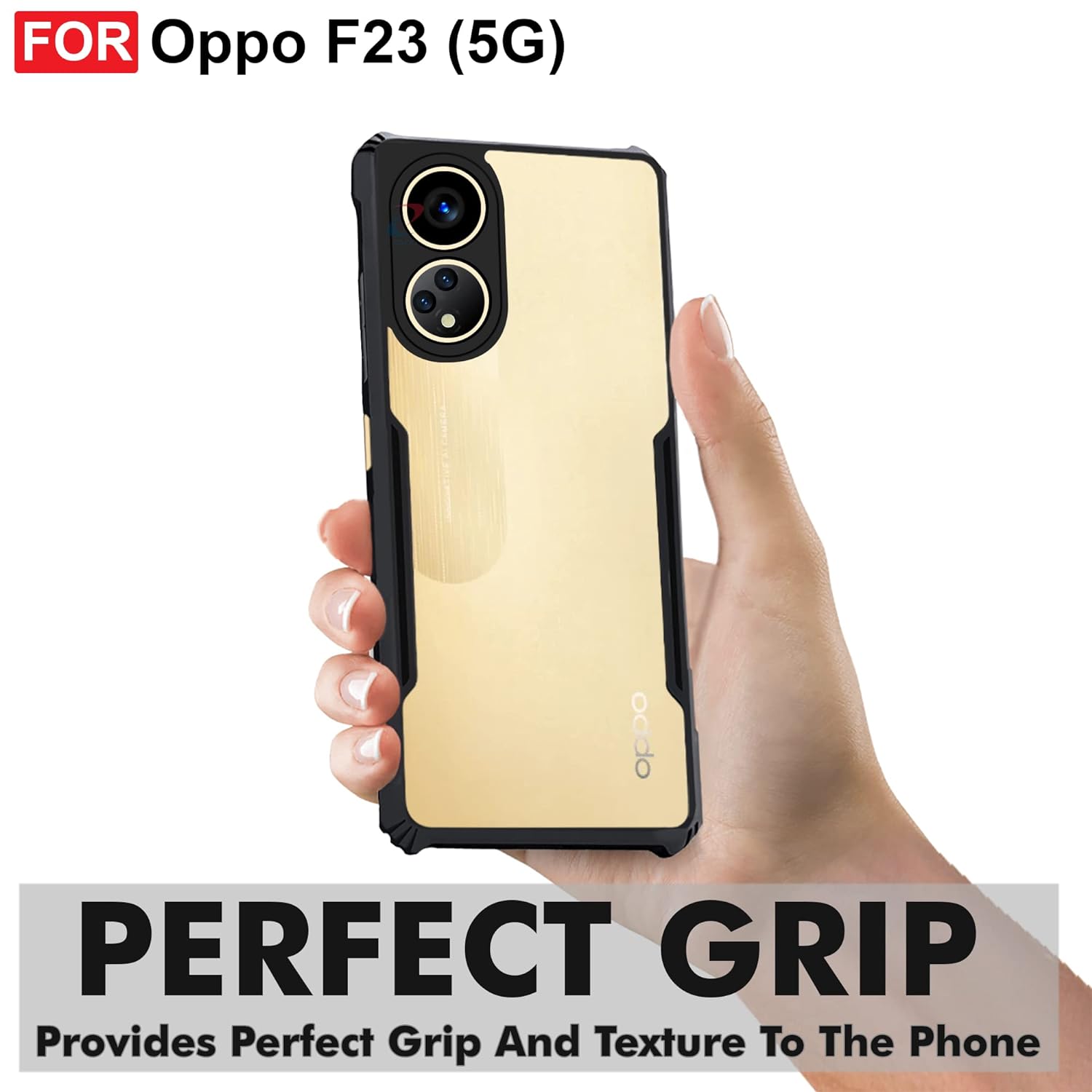 Oppo F23 5G / Oppo A1 5G / OPPO A98 5G Edge-Reinforced Shockproof Cushion Back Clear Hybrid Transparent Hard Cover Casing-E_Store. 
