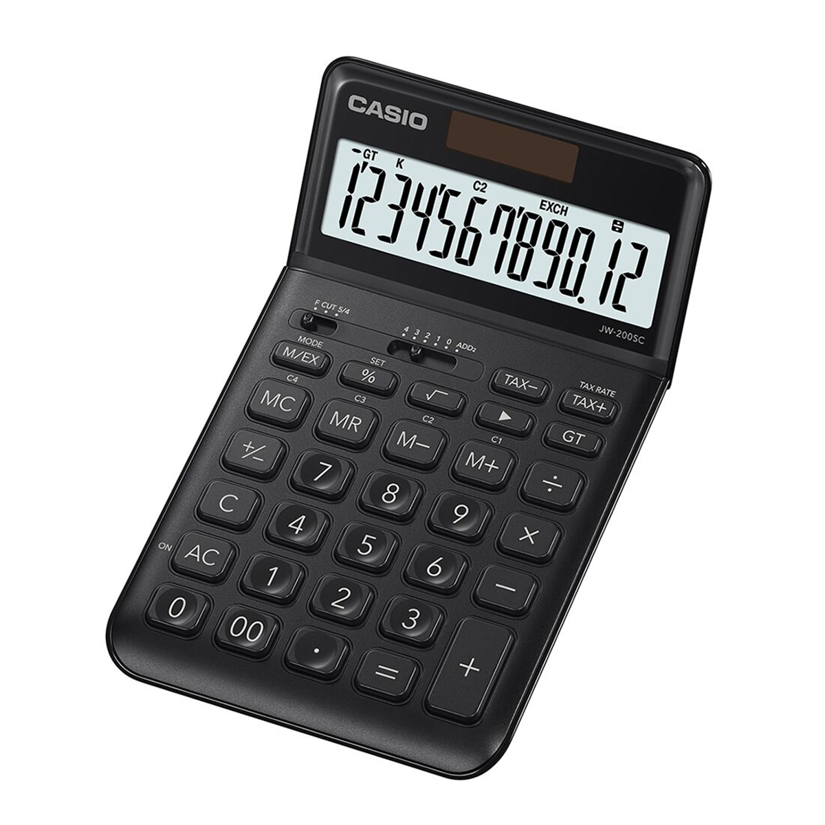 Casio JW-200SC-BK Solar and Battery Powered Basic Calculator - Black. 