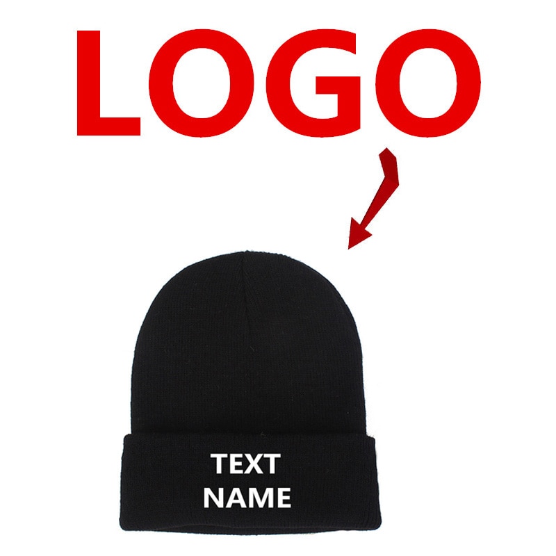 Winter Hat Custom Logo Embroidered or Print Your Logo Winter Knit Hat Beanie Customize NAME Letters. 