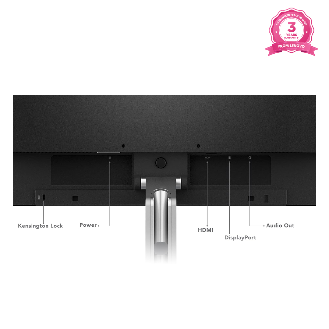 Lenovo L24q-35 24 Inch Ultraslim Monitor with vivid 2K QHD 2560 x 1440 resolution, 99% sRGB true-to-life color display and 3-side NearEdgeless panel. 