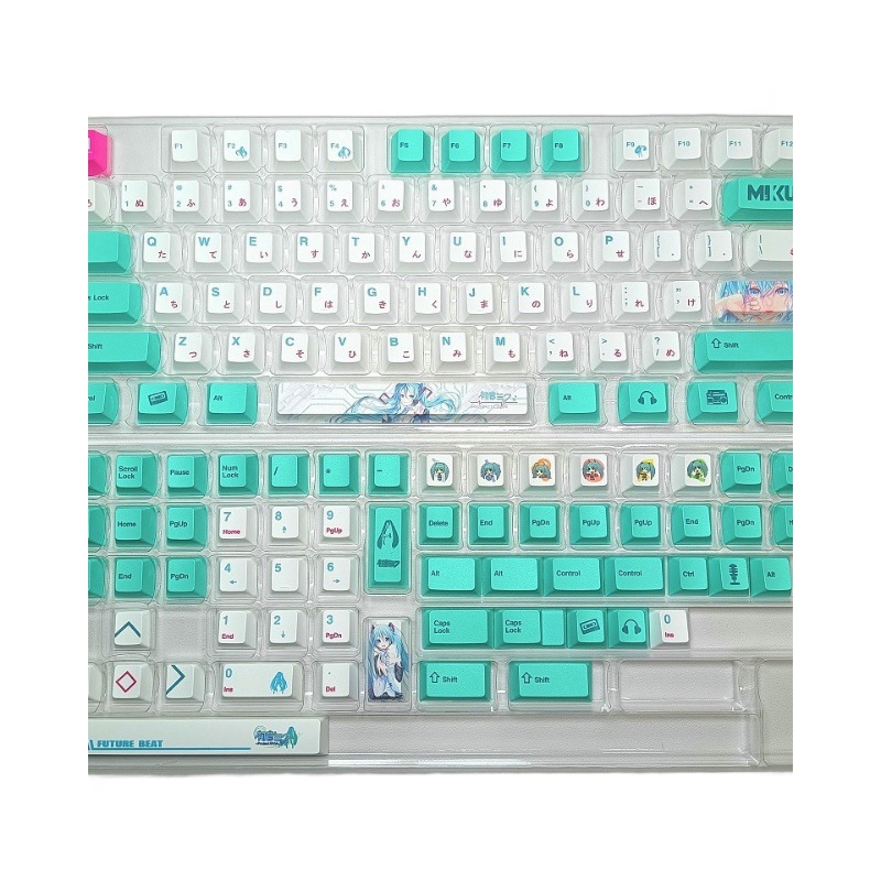 Applicable Hatsune Miku theme keycaps original PBT sublimation keycaps adapt to 61/64/68/84/87/98/1. 