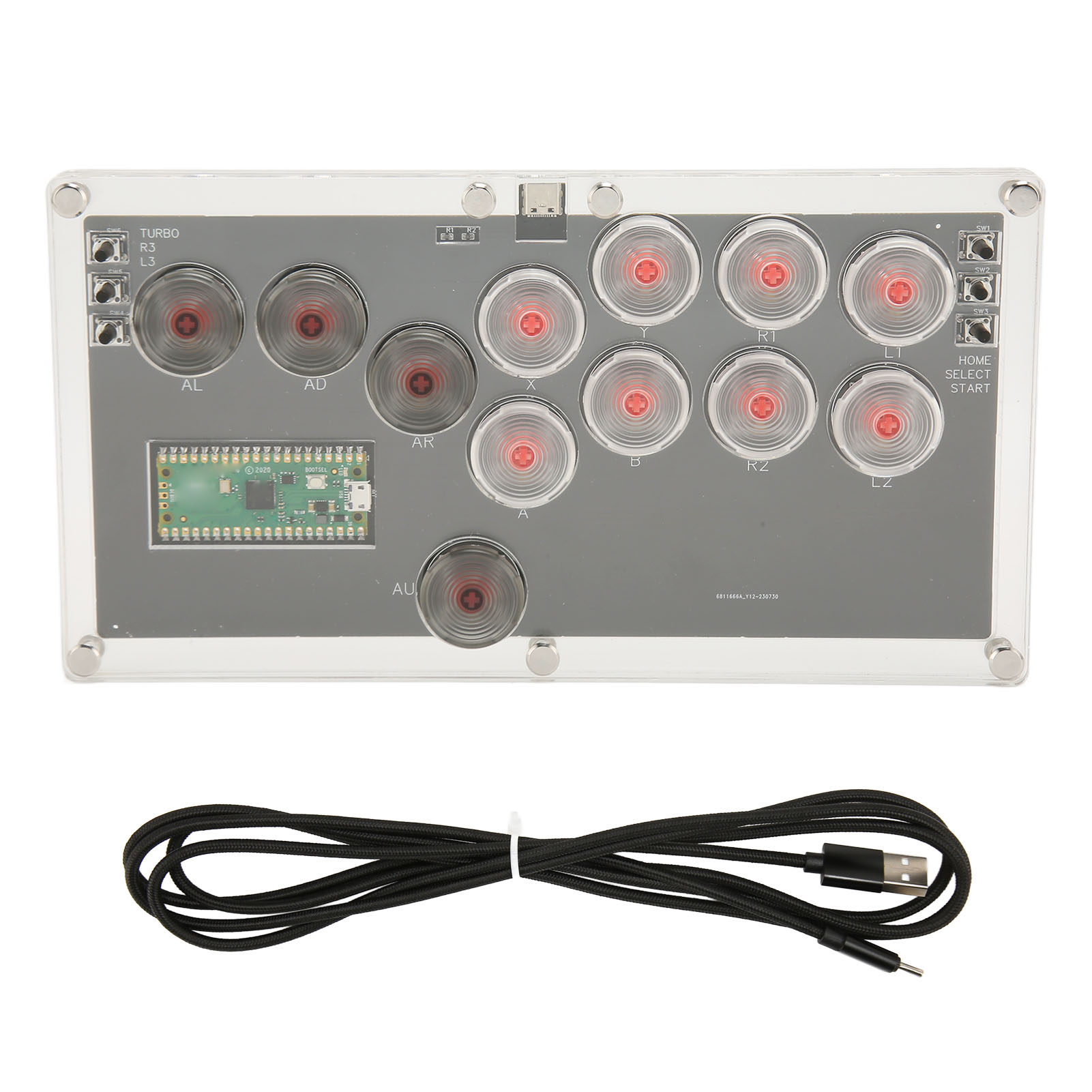 Fighting Stick Controller Mechanical Switch Arcade Fight Stick Controller Hot Swap Low Latency with LED Light for Game Console. 