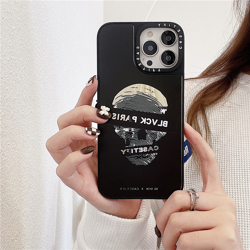 CASETiFY BLVCK Skull snake Melancholy Mirror Case iPhone 13 Pro MAX 12 11 Pro MAX XR X XS MAX 6/7/8 Plus SE2020 13 12 Mini TPU Shockproof Phone Cover Back Cute Fashion INS Style Casing. 
