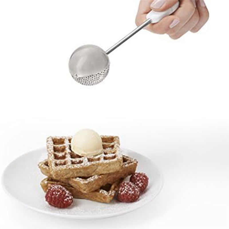 White Dusting Wand for Sugar, Flour and Spices, Stainless Steel,Filter Ball,Tea Leakage Net. 