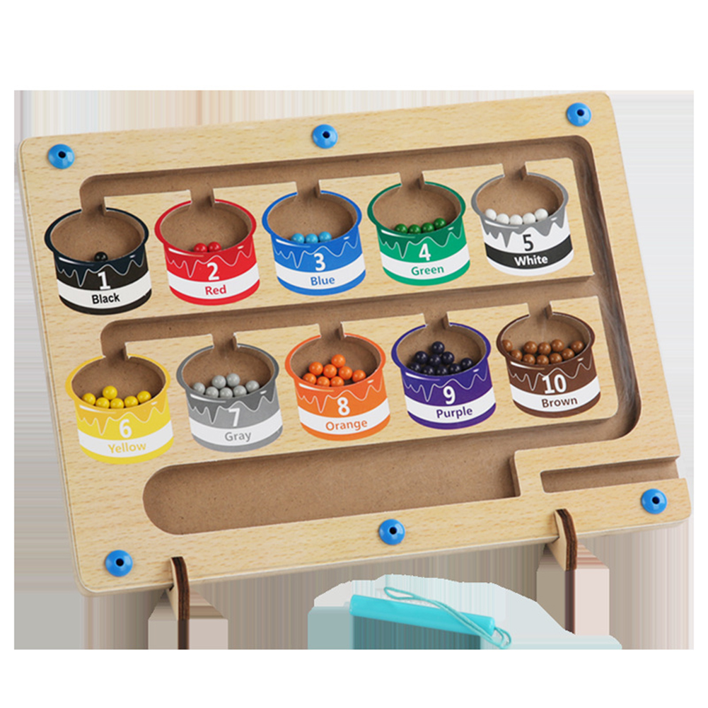 Magnetic Color Number Maze Wooden Color Matching Counting Puzzle Board Concentration Training Educational Toys. 