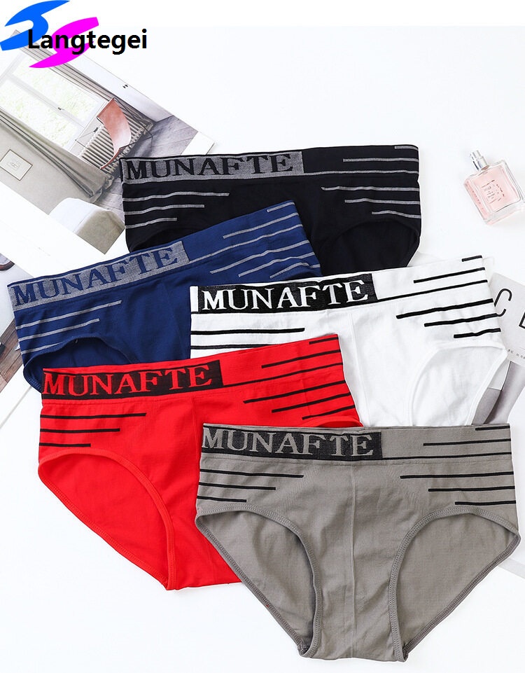 HY Single-piece Underwear Men Students Comfortable Trendy Briefs Youth Social Breathable Boxer Pants Head Men
