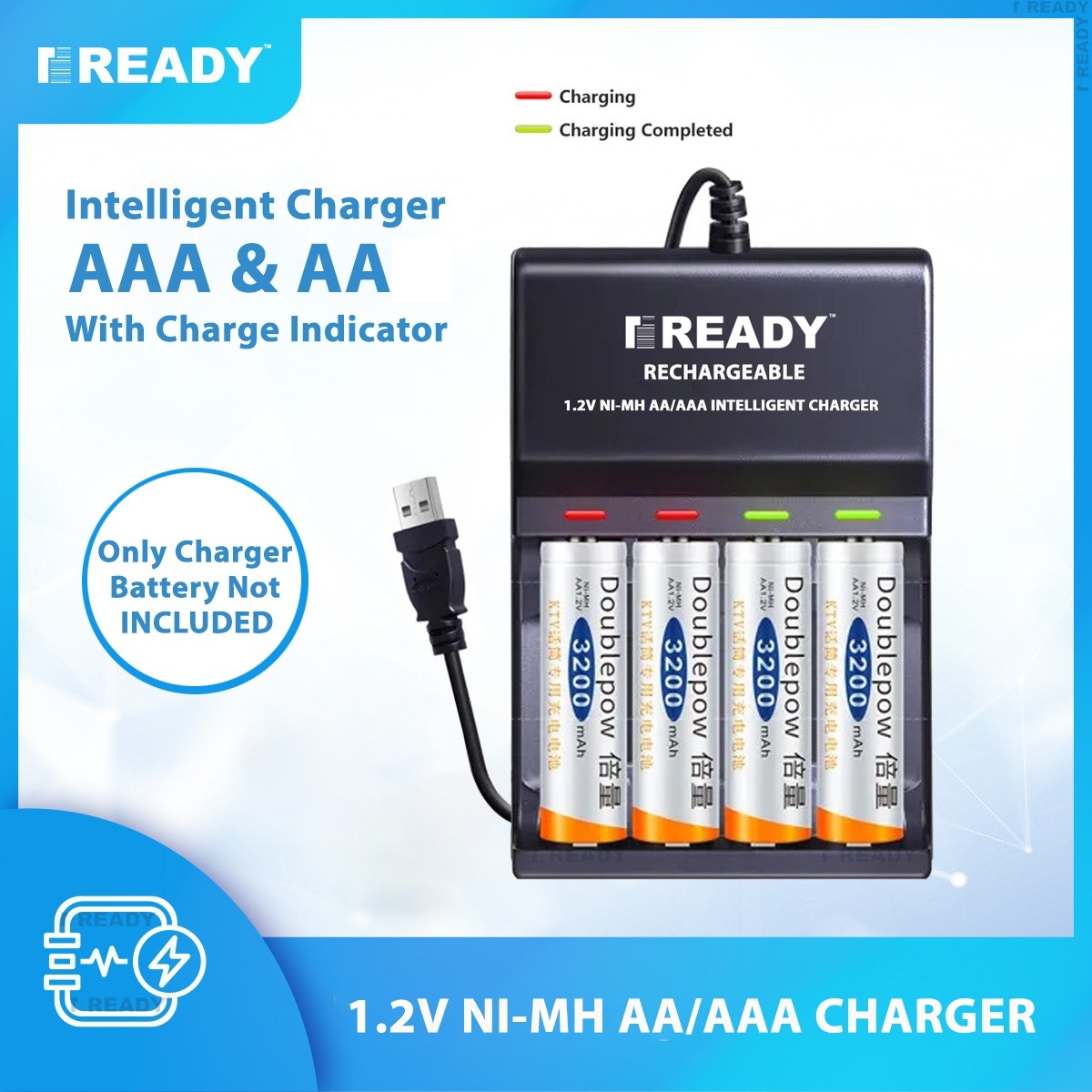 AA battery charger Charge your batteries with this reliable AA battery charger from READY
