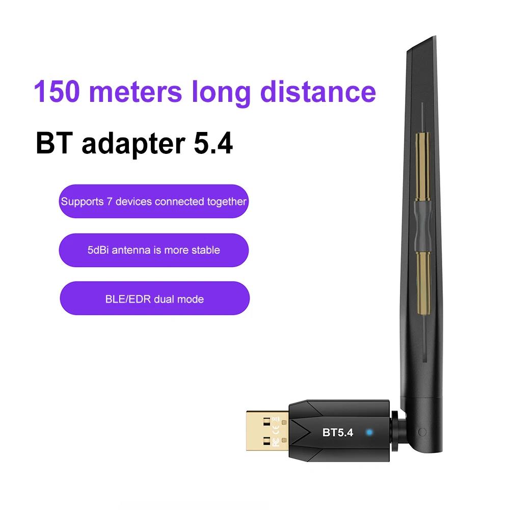 USB Bluetooth-Compatible 5.4 Adapter Wireless Bluetooth-Compatible Dongle Driver Free 150m Supports Windows 11/10/8.1/7. 