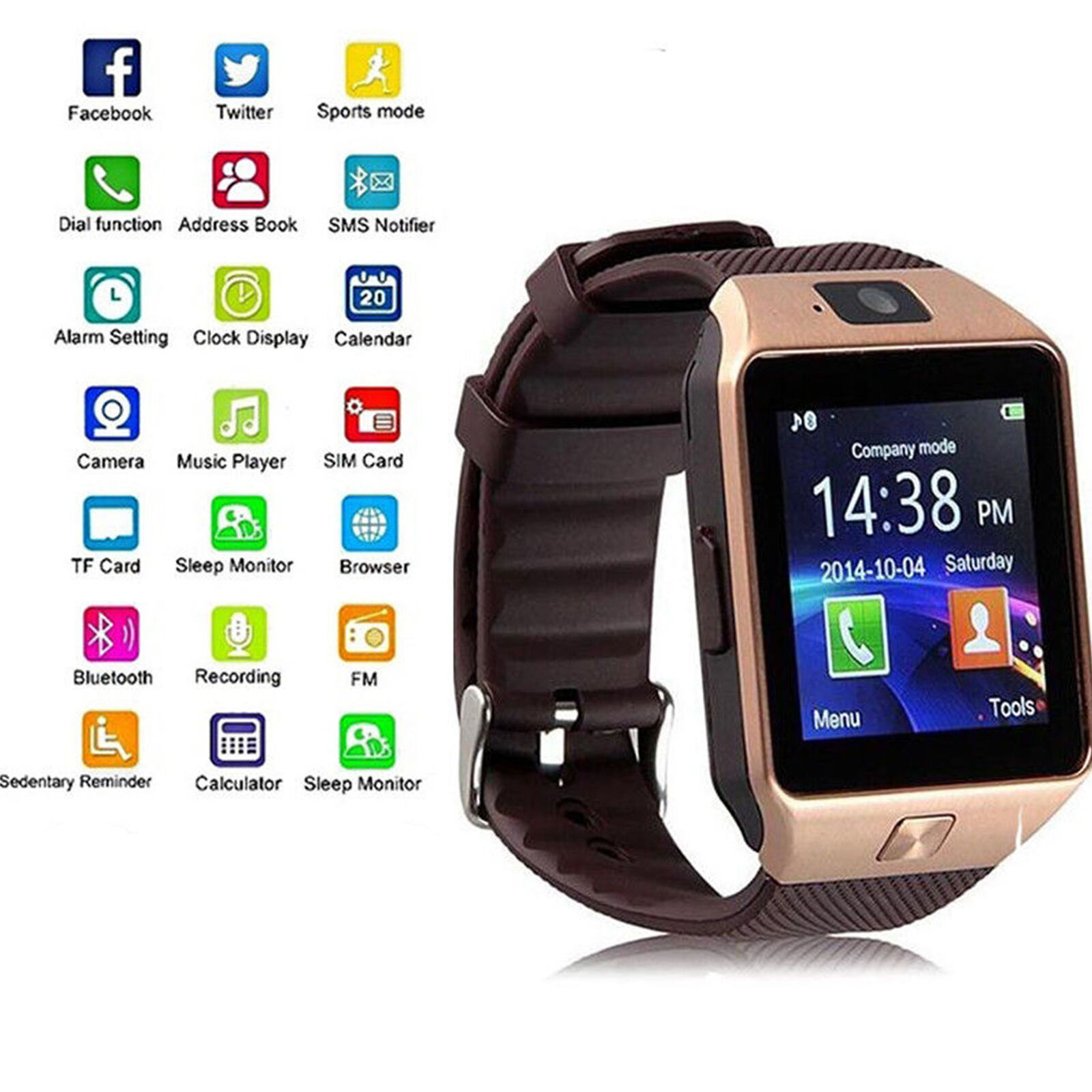 ZEPAD DZ09 Smart Watch Android Sim Card Slot Smartwatch with TF Card Camera. 