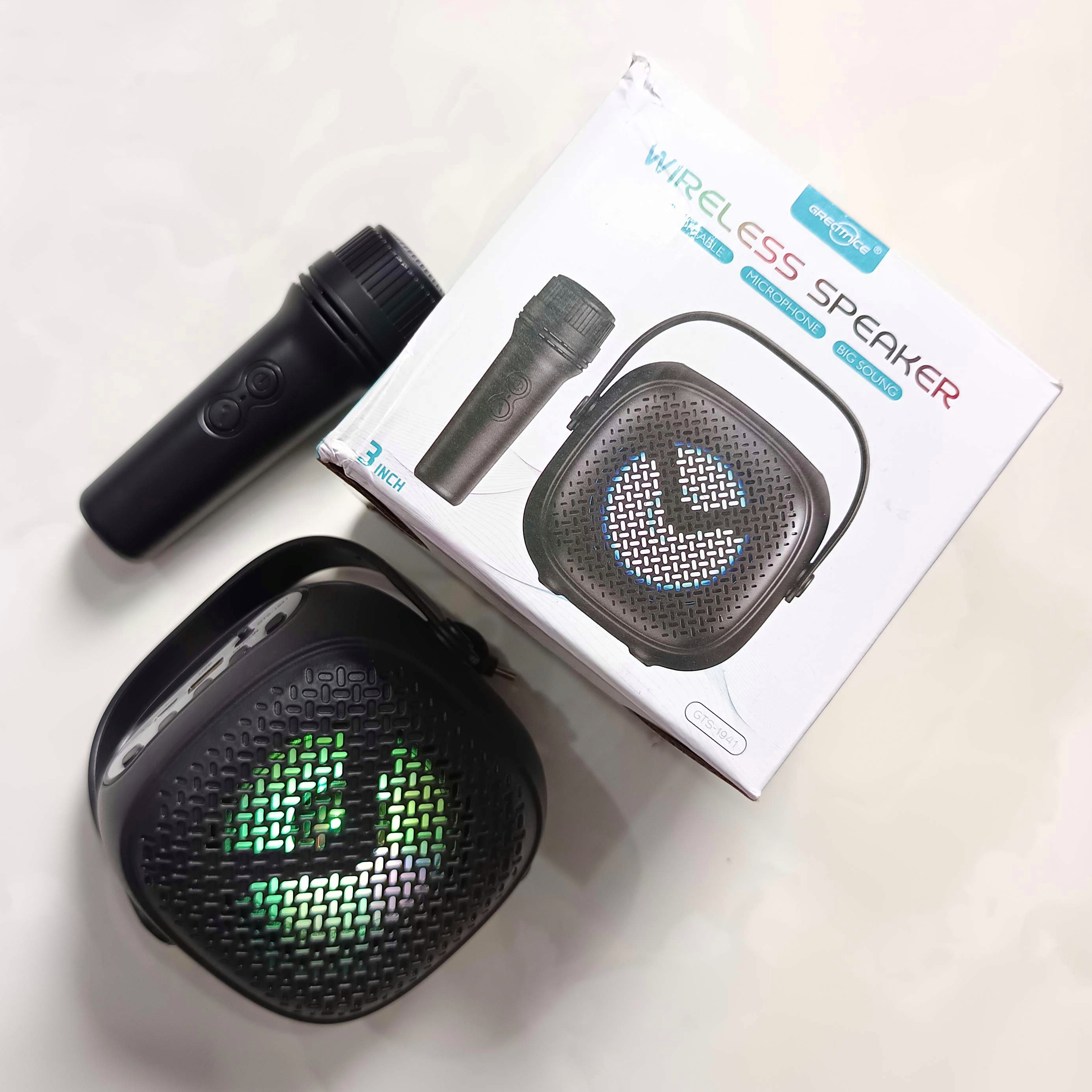 GREATNICE GTS-1941 Bluetooth, USB, SD Card & FM Radio Supported RGB Lighting Wireless Speaker With Microphone. 