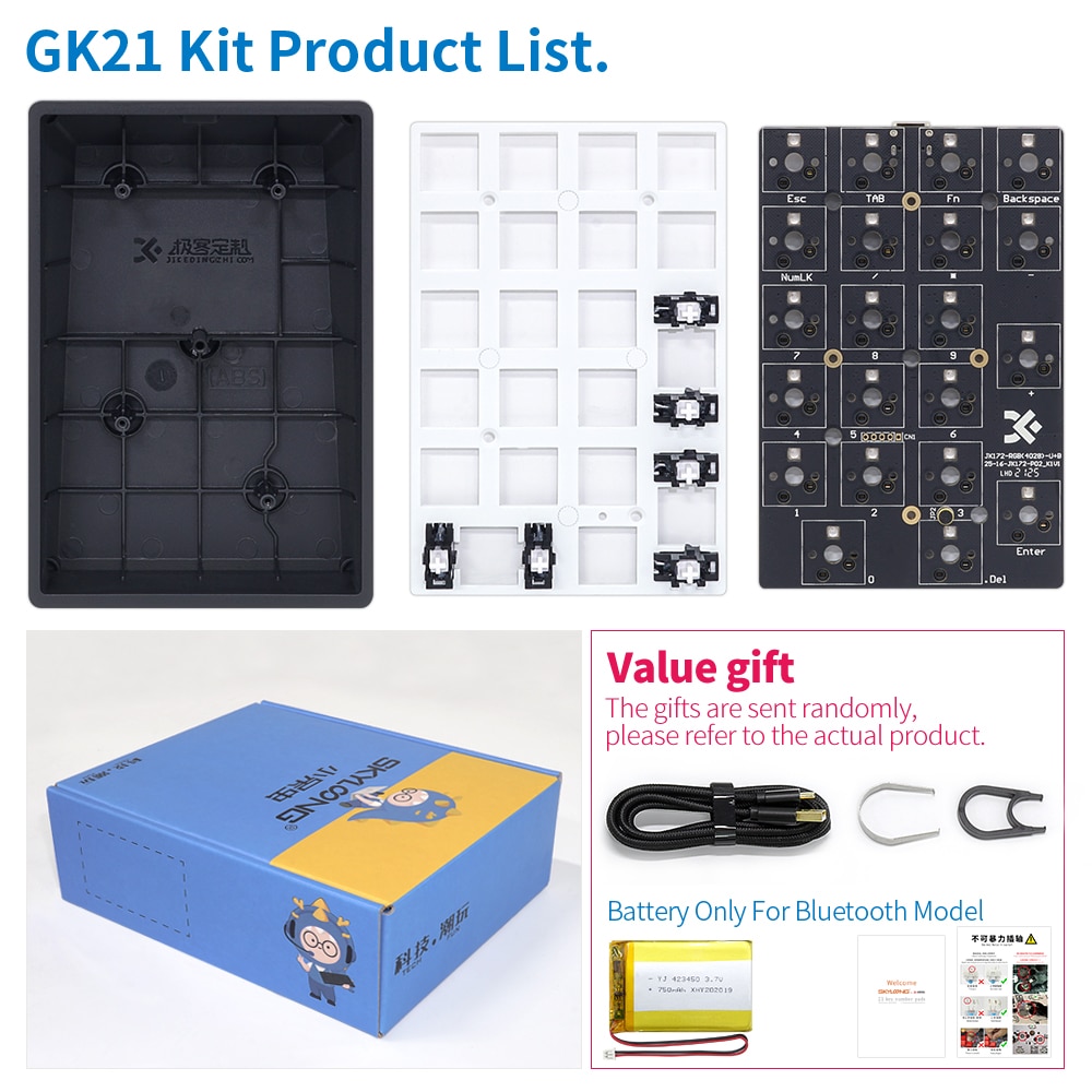 SKYLOONG GK21S Mechanical Numeric Keyboard Mini Gamer Bluetooth Mechanical Switch Gaming Keyboards for Win Tablet Laptop Desktop. 