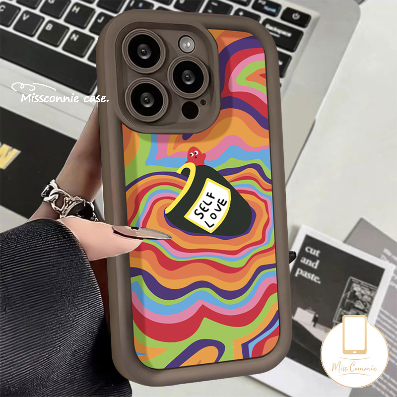 Love Yourself Paint Can Trendy Brand Case Compatible for IPhone 7Plus 11 15 13 12 14 Pro Max 6 8 15 6S 7 Plus XR XS Max X SE 2020 Couples Angel Eyes Soft Cover
