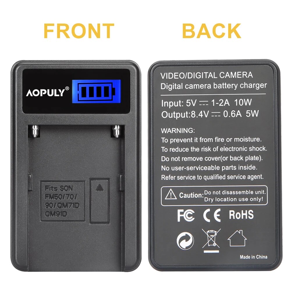 AOPULY Battery Charger NP-FM50 NP FM50 Camera Battery LCD USB Charger For Sony Alpha A100 DSLR-A100 A100K CCD-TRV408 DCR-PC105. 